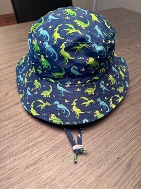 🌟 3/$20 - Children's Navy Dinosaur Sun Hat with Chin Strap